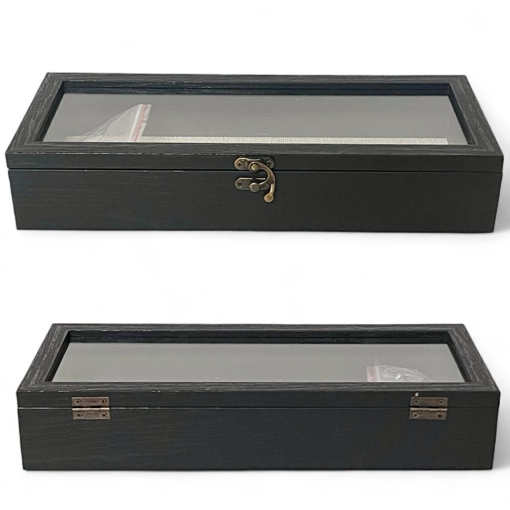 GraduatePro Rustic Black Shadow Box Frame Linen Back Hinged Glass Window - Picture 3 of 16
